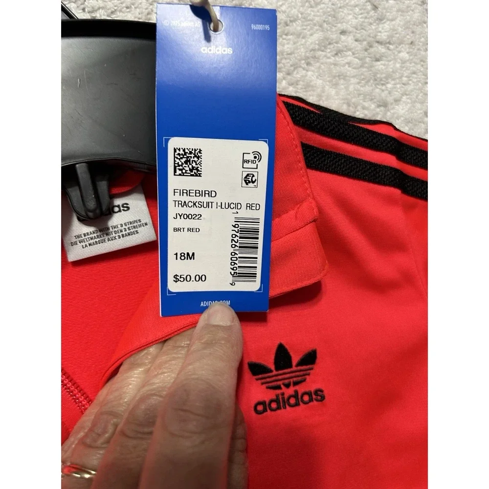 Adidas Firebird Tracksuit Jacket ONLY Toddler 18M Lucid Red JY0022 (E7)